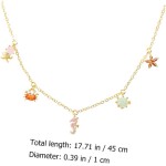 1 gargantilha elegante de clavícula de praia com zircônia colorida de animal marinho delicado para festas e eventos - Imagem 5