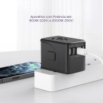Geonav Carregador Universal com Adaptadores de Viagem, 4 Portas USB + 1 USB-C (Preto) - Imagem 3