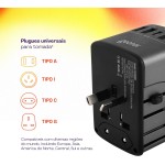 Geonav Carregador Universal com Adaptadores de Viagem, 4 Portas USB + 1 USB-C (Preto) - Imagem 6