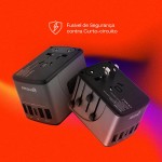 Geonav Carregador Universal com Adaptadores de Viagem, 4 Portas USB + 1 USB-C (Preto) - Imagem 8