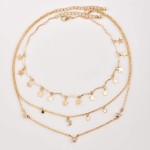 Anglacesmade Bohemia Layered Choker Necklace Star + Moon Charm Pendant Necklace Delicate Adjustable Chain Multilayer Necklaces for Women and Girls - Imagem 5