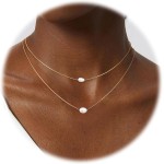 Colares de pérolas para mulheres, banhado a ouro 14K, colar gargantilha de pérolas em camadas, colar delicado com pingente de pérola, colar de ouro com pérola - Imagem 4