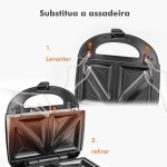 Sanduicheira Elétrica 4 em 1 Grill Misteira Waffle Donuts Antiaderente 220v - Imagem 4