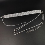 Generic Moda Prata Cristal Gargantilha Colar Brilhante único Colar de Liga para Mulheres Meninas Aniversário Casamento Prata - Imagem 4