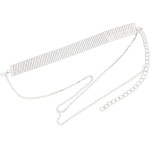 Generic Moda Prata Cristal Gargantilha Colar Brilhante único Colar de Liga para Mulheres Meninas Aniversário Casamento Prata - Imagem 5