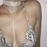 Generic Moda Prata Cristal Gargantilha Colar Brilhante único Colar de Liga para Mulheres Meninas Aniversário Casamento Prata - Imagem 8