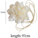 Fancyes Gargantilha de Flores com Gola Floral, Gargantilha com Corrente de Clavícula, Pescoço, Gargantilha de Flores para Noiva - Imagem 5