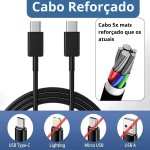 Carregador Turbo Compativel c/Samsung Galaxy, Motorola, Novo Iphone 15/16 - Fonte 25W Ultra,Carregamento Rápido, Tipo C + USB, Acompanha Cabo Tipo C, para Android/IOS - Certificado Premium Black - Imagem 4