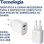 Carregador Ultra Rápido 40W - Bivolt - Cabo de Carregamento USB C - Tipo C 1m [KRV Magazine] - Imagem 4