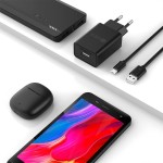 Carregador Usb 1Hora, Porta Usb A, com Cabo Usb A/V8 2.0A Preto, Carregamento Rápido, Design Compacto, Ideal para Casa, Viagens - Imagem 3