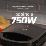 Sanduicheira e Grill HQ 750W Antiaderente Preto HQ-SG004 (127V) - Imagem 5