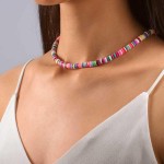 Heishi Gargantilha de surfista, arco-íris, gargantilha, gargantilha, boêmio, disco, vinil, puka, personalizado, praia, verão, joias, para mulheres, free size, Metal, Liga metálica. - Imagem 3