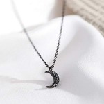 Kercisbeauty Colar de lua preta, chifre crescente, gargantilha simples, joia com pingente de lua Haf para mulheres e festas - Imagem 5