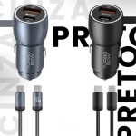 Carregador Veicular Turbo 60W Pro, Kit com Cabo USB-C. Duas portas USB 3.0 + USB-C, Led, Carregamento Rápido 9.1A Fast Charge Carro/Automotivo Compatível com IOS e Android – Premium (Cinza) - Imagem 7