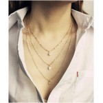 Artmiss Colar feminino em camadas de strass simples duplo multicamadas colar com pingente para menina - Imagem 5