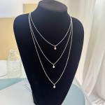 Artmiss Colar feminino em camadas de strass simples duplo multicamadas colar com pingente para menina - Imagem 7