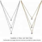 Artmiss Colar feminino em camadas de strass simples duplo multicamadas colar com pingente para menina - Imagem 8