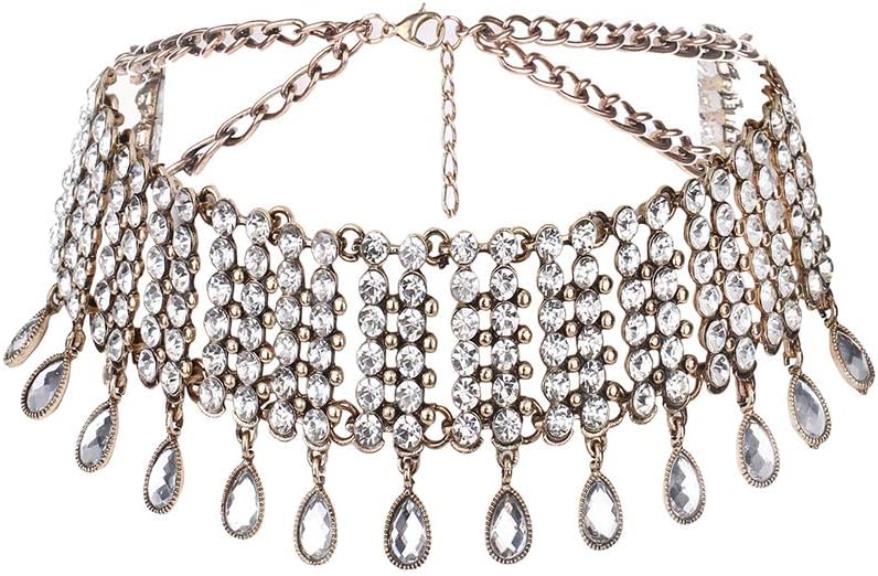 YERTTER Colares Vintage Boho Completos de Strass Conjunto de Joias de Borla Pingente em Camadas Colar de Corrente Grossa para Mulheres e Meninas - Imagem 4
