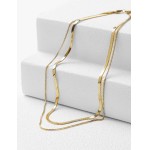 Gargantilha Colar Feminino Fita dupla Laminada Dourado Em Aço Inox - Imagem 7