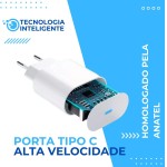 Carregador Tipo C Turbo Power 25W com Cabo USB-C de 1 Metro e Fonte Compatível com Novo Iphone 15 16 Pro Max Plus Carregamento Ultra Rápido - Imagem 4