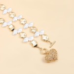 LOMISS Colar feminino de ouro com formato de coração vazado colar especial de pérolas com clavícula elegante e versátil - Imagem 5