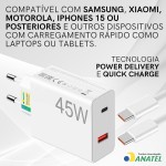 Kit Carregador Turbo 45W Ultra Rápido Tipo C e USB Com Carregamento Rápido + Cabo Tipo C Compatível Com Todos Aparelhos USB-C Qualidade Premium - Imagem 3
