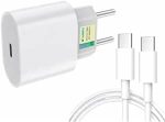 Carregador Turbo Premium 25W, com Cabo Tipo-C para Tipo-C 1m, Power Delivery, Preto ou Branco – Compatível com Samsung, Motorola, LG, Smartphones e Tablets.