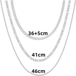 3 colares de prata em camadas para mulheres, corrente de cobra banhada, gargantilha em camadas, ideal para ocasiões especiais, uso diário, uso sozinho ou empilhado na praia de verão. - Imagem 2