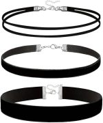 3 gargantilhas pretas para mulheres, conjunto de gargantilha de veludo preto em camadas, gargantilhas clássicas para mulheres, colar de renda gótica ajustável para festa, cosplay, Natal, aniversário