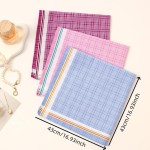 3 lenços femininos 43 x 43 cm de cor mista xadrez para mulheres conjunto clássico de bolso quadrado - Imagem 2