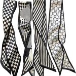 4 cachecóis modernos para mulheres, lenços boho multifuncionais, faixas de cabeça, cachecol de cetim para bolsa de acessórios de cabelo