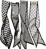 4 cachecóis modernos para mulheres, lenços boho multifuncionais, faixas de cabeça, cachecol de cetim para bolsa de acessórios de cabelo