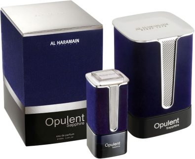 Al Haramain Opulent Sapphire para unissex - Perfume árabe para mulheres e homens - Fragrância amadeirada de longa duração - Notas de bergamota, jasmim, cedro, âmbar - Perfume árabe - Eau de Parfum