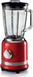 Ariete 585, Liquidificador Linha Moderna, Copo de Vidro 1.5 L, 4 Lâminas de Aço Inoxidável, 4 Velocidades + Pulso, 1000 Wats - 127V, Vermelho