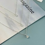 Artmiss Colar feminino em camadas de strass simples duplo multicamadas colar com pingente para menina - Imagem 2