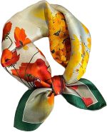 Aufeel Lenço quadrado pequeno de seda amoreira 100% pura feminino - lenço de pescoço feminino - lenço de seda - 53 cm x 53 cm