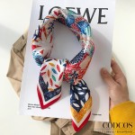 CODCOS Cachecol feminino de seda com sensação de 70 cm quadrado de cetim para cabelo bandana - Imagem 2
