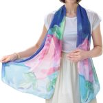 Cachecol de chiffon - Lenço feminino leve com estampa floral para mulheres