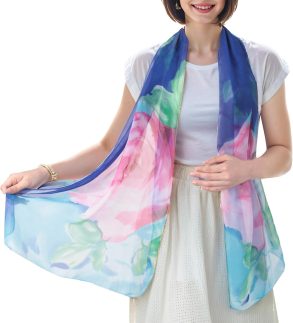Cachecol de chiffon - Lenço feminino leve com estampa floral para mulheres