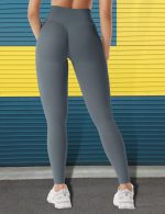 Calça legging feminina com cintura cruzada e cintura cruzada para levantamento de bumbum