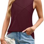 Camiseta regata feminina, sem mangas, caimento solto, colete de praia, casual, camiseta