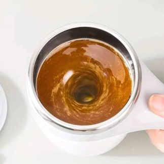 Caneca Mixer Magnética Automática, 380ml, com Cabo USB, Inox e Plástico, 13,5cm Altura