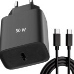 Carregador Super Turbo 50W Ultra Rápido USB-C E Cabo USB Tipo C de 1m - Compatível com Celulares Samsung Motorola iPhone 15 Tablets e Notebooks – Homologado Anatel Alta Performance e Segurança