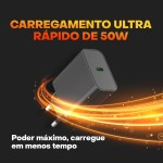 Carregador Super Turbo 50W Ultra Rápido USB-C E Cabo USB Tipo C de 1m - Compatível com Celulares Samsung Motorola iPhone 15 Tablets e Notebooks – Homologado Anatel Alta Performance e Segurança - Imagem 2