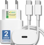 Carregador Turbo 25W Compatível iPhone 16, 16 PRO, 16 PRO MAX iPhone 15 PLUS 15 PRO 15 PRO MAX, GALAXY, Todos ANDROID Entrada TIPO-C + Cabo Reforçado USB-C - Fast Power