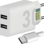 Carregador Turbo 30W Ultra Rápido Tipo C e 2 USB Com Carregamento Rápido + Cabo Tipo C Compatível Com Todos Aparelhos USB-C Acabamento Premium