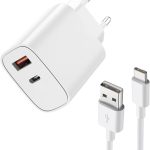 Carregador Turbo 40W - Bivolt - Com Cabo de Carregamento Rápido USB-C Para Tipo-C de 1M (Branco)