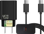 Carregador Turbo 45W + Cabo USB-C de 1m - Carregamento Rápido e Eficiente para iOS, Android, Tablets - Tecnologia GaN, Segurança Garantida
