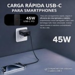 Carregador Turbo 45W + Cabo USB-C de 1m - Carregamento Rápido e Eficiente para iOS, Android, Tablets - Tecnologia GaN, Segurança Garantida - Imagem 2