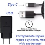 Carregador Turbo Android 30W 4.0 Entrada Tipo C Cabo USB Tipo C 1m Preto Universal Carregador de Parede PREMIUM APPARI - Imagem 2